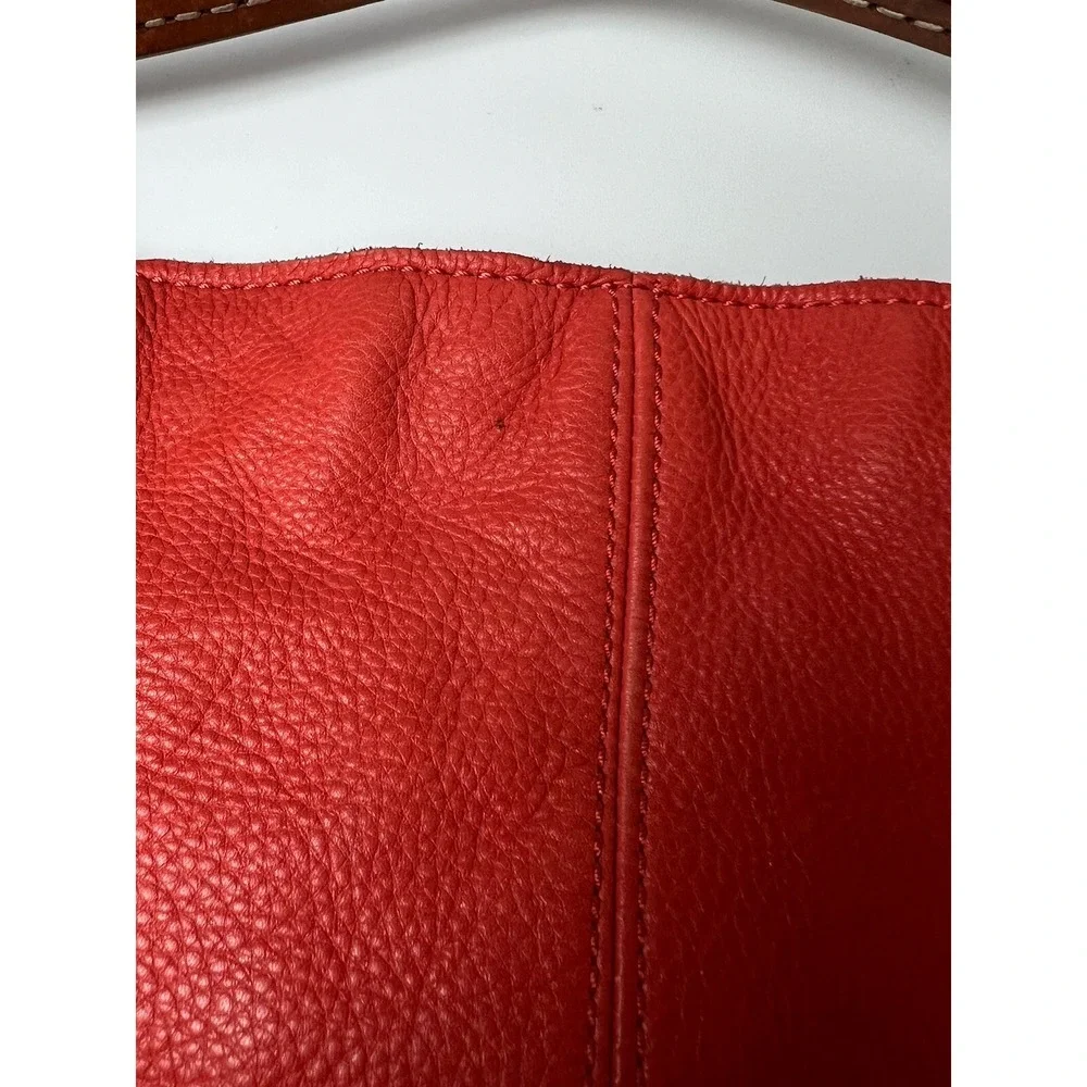 Christopher Kon Leather Slouch Purse Salmon Orange Strap Outside Zip Pockets